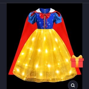 Girls LED Superhero Dress with Red Cape - Yellow & Blue